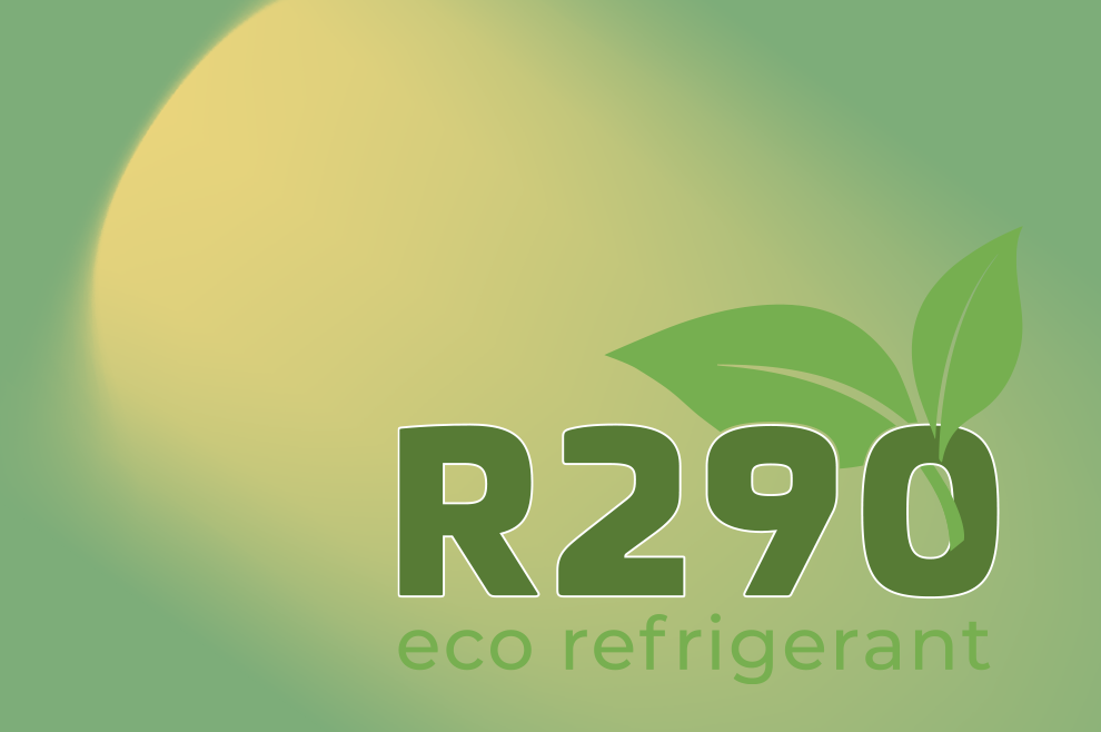 Logo für umweltfreundliches Kältemittel R-290 – Erwärmen Sie mehr und verbrauchen Sie dabei weniger Energie